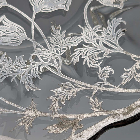 米国ヴィンテージ シルバーオーバーレイ スモールディッシュ 直径18cm Silver City Glass Co