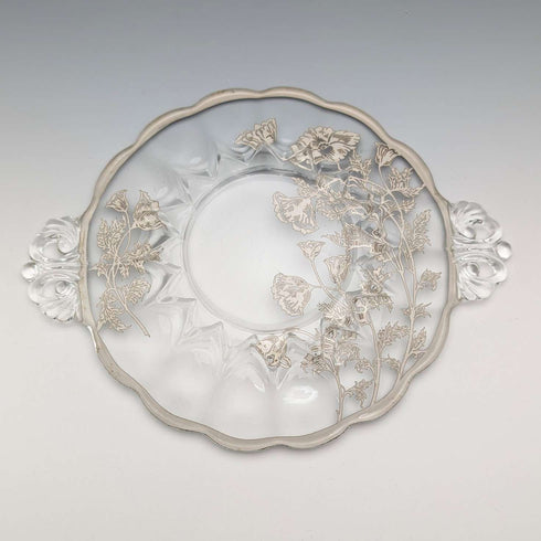 米国ヴィンテージ シルバーオーバーレイ スモールディッシュ 直径18cm Silver City Glass Co