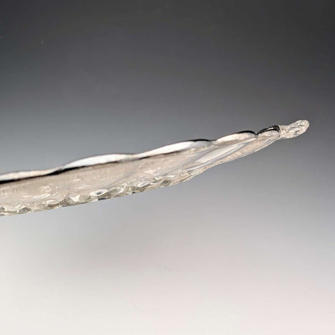 美国古董银饰覆层大号浅盘 直径28cm Silver City Glass Co