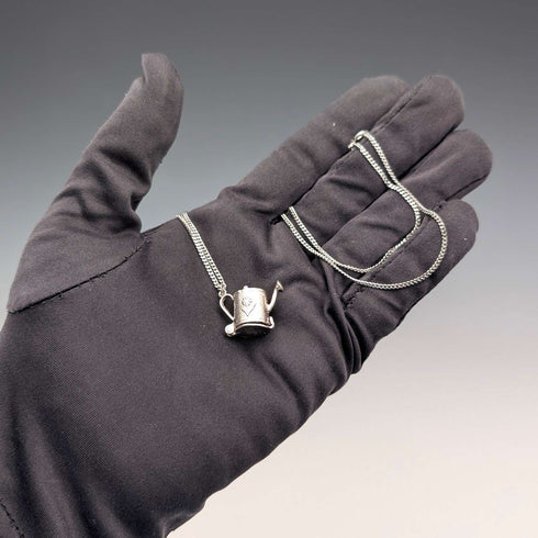 Colgante vintage con forma de regadera de plata de ley, incluye collar de plata de ley, 7.2 g en total