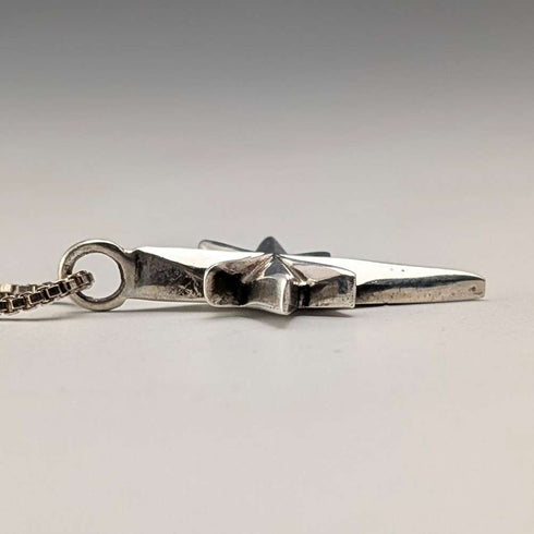 Colgante vintage de plata de ley en forma de estrella con cadena de plata de ley, 8 g en total