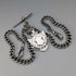 Cadena Albert doble de plata de ley antigua británica de 1919, 59 g, con medalla-fob de plata de ley