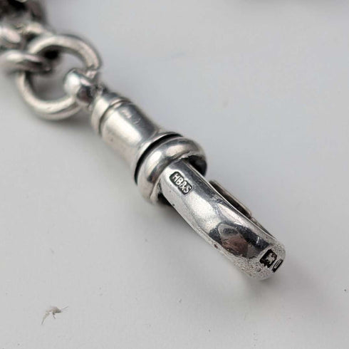 Cadena Albert doble de plata de ley antigua británica de 1919, 59 g, con medalla-fob de plata de ley