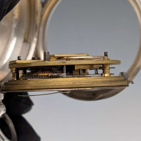 1888年 英国古董纯银表壳 钥匙上链大型怀表 直径56mm 运行良好