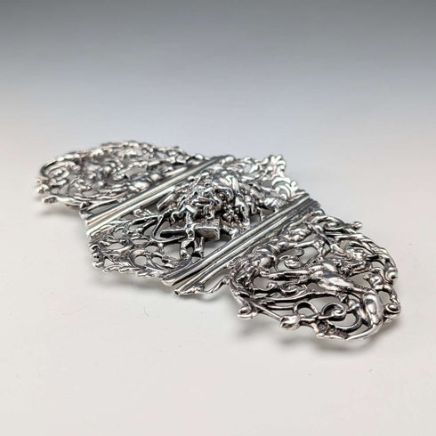 Hebilla de cinturón de enfermera de plata esterlina antigua británica de 1898, 118 g, Charles Edwards