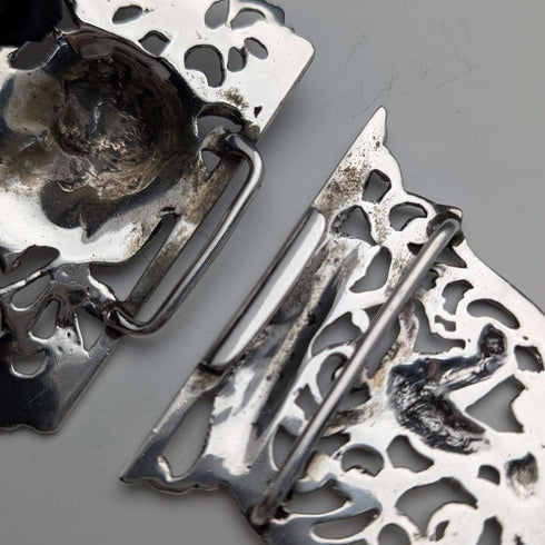 Hebilla de cinturón de enfermera de plata esterlina antigua británica de 1898, 118 g, Charles Edwards