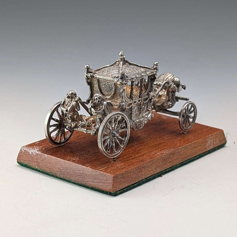 1977 British Pure Silver Gold State Coach Miniature Carriage 65g Toye, Kenning & Spencer, boxed.