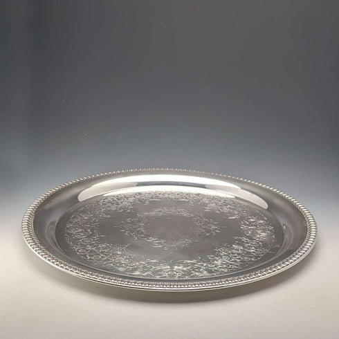 영국 빈티지 실버 플레이트 대형 원형 트레이 지름 36cm International Silver