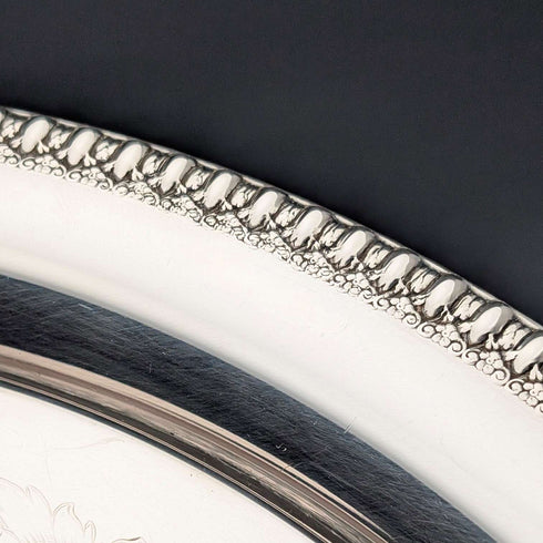 영국 빈티지 실버 플레이트 대형 원형 트레이 지름 36cm International Silver