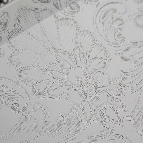 영국 빈티지 실버 플레이트 오벌형 대형 갤러리 트레이 폭 39cm Queen Anne 미사용품