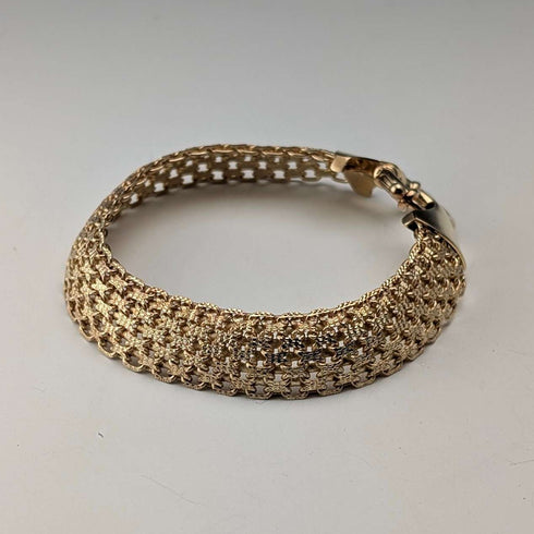 Pulsera de malla vintage de plata esterlina con baño de oro, 20 g