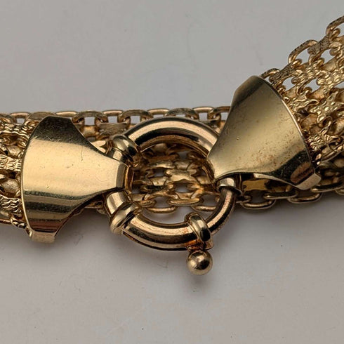 Pulsera de malla vintage de plata esterlina con baño de oro, 20 g
