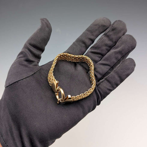Pulsera de malla vintage de plata esterlina con baño de oro, 20 g