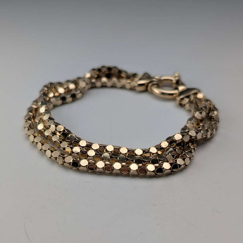 Pulsera de cadena de serpiente vintage de plata de ley chapada en oro, 18 g