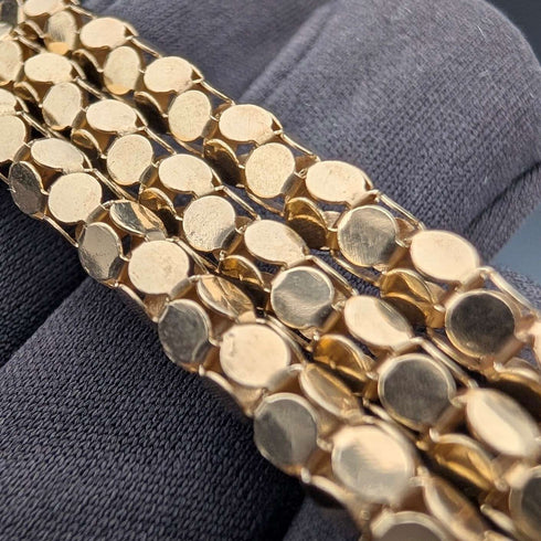 Pulsera de cadena de serpiente vintage de plata de ley chapada en oro, 18 g