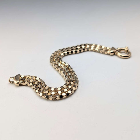 Pulsera de cadena de serpiente vintage de plata de ley chapada en oro, 18 g