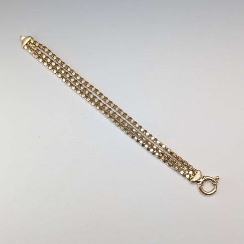 Pulsera de cadena de serpiente vintage de plata de ley chapada en oro, 18 g