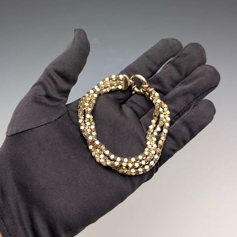 Pulsera de cadena de serpiente vintage de plata de ley chapada en oro, 18 g
