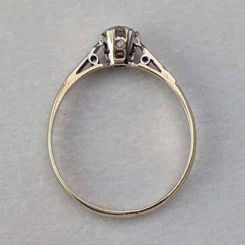 British Vintage K9 Gold Ring, White Stone, 1.5g (Size 15), Ring, CL&S