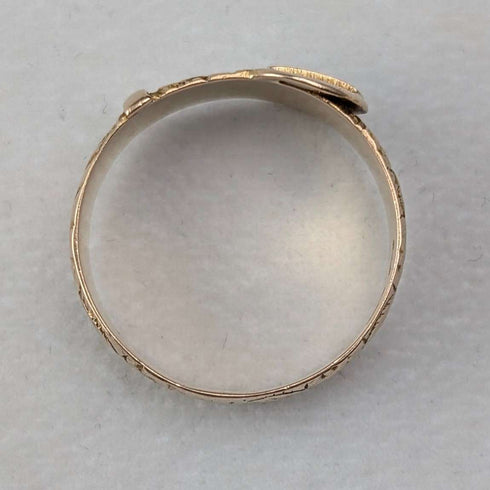 Anillo de diseño de cinturón de oro K18, antiguo británico de 1890, 4.5 g (talla 20)