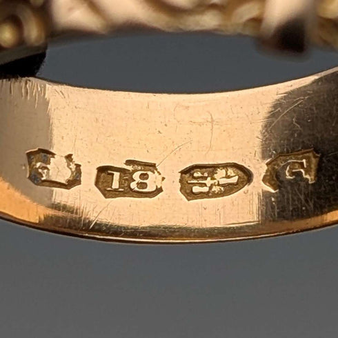 Anillo de diseño de cinturón de oro K18, antiguo británico de 1890, 4.5 g (talla 20)