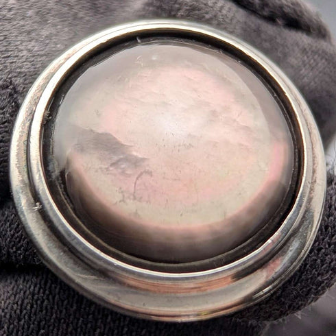 英国产古董纯银黑蝶贝袖扣 Asprey