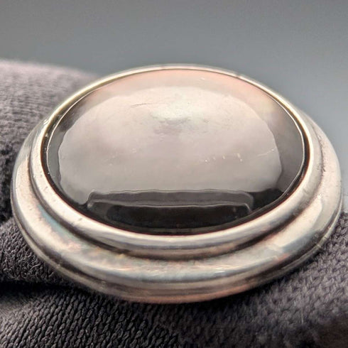 英国产古董纯银黑蝶贝袖扣 Asprey