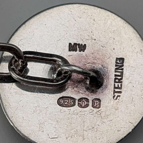 英国产古董纯银黑蝶贝袖扣 Asprey