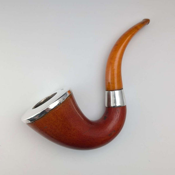 Pipa de calabaza con decoración de plata de ley, antigua inglesa de 1905, Louis Adler