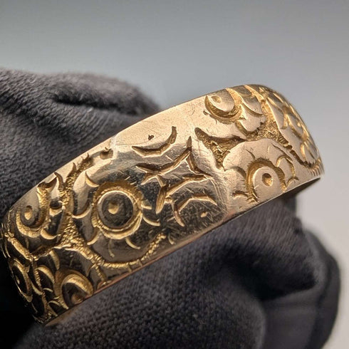 Anillo de diseño de cinturón de oro K18, antiguo británico de 1890, 4.5 g (talla 20)