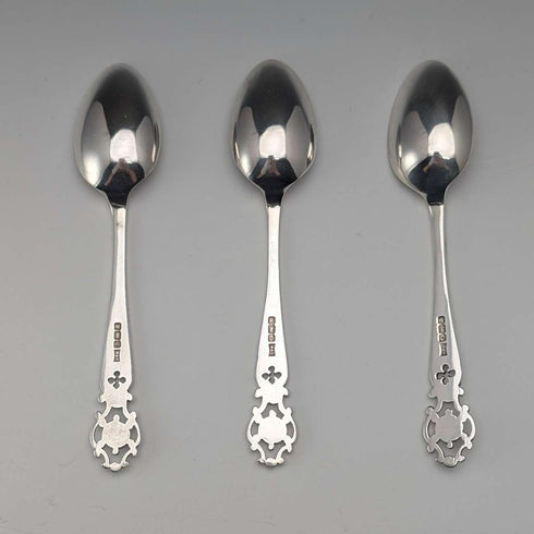 【On Hold】1916 British Antique Pure Silver Tea Spoon Set of 3 Total 55g Walker&Hall