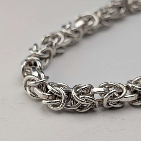 Vintage Sterling Silver Byzantine Chain Necklace, 45cm, 46g, BJB