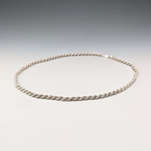 Collar de cadena trenzada de plata de ley vintage británica, 45 cm, 9 g, G.H.G