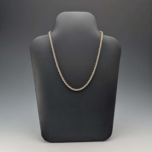 Collar de cadena trenzada de plata de ley vintage británica, 45 cm, 9 g, G.H.G