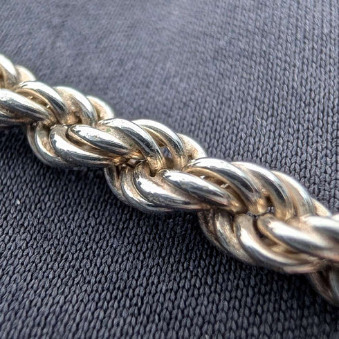 Collar de cadena trenzada de plata de ley vintage británica, 45 cm, 9 g, G.H.G