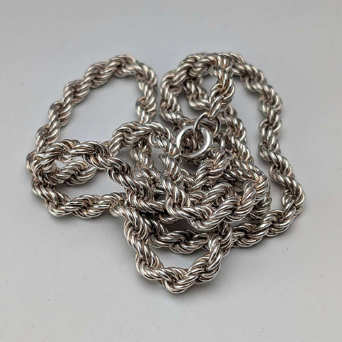 Collar de cadena trenzada de plata de ley vintage británica, 45 cm, 9 g, G.H.G