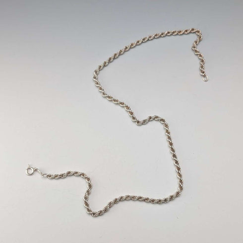 Collar de cadena trenzada de plata de ley vintage británica, 45 cm, 9 g, G.H.G
