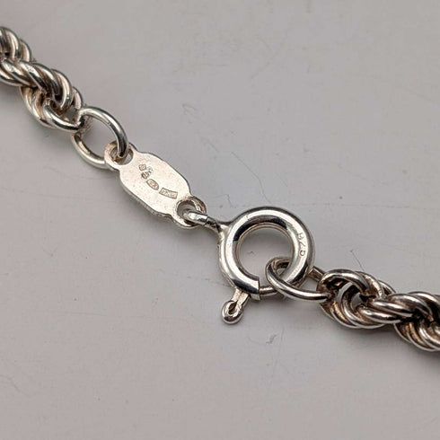 Collar de cadena trenzada de plata de ley vintage británica, 45 cm, 9 g, G.H.G
