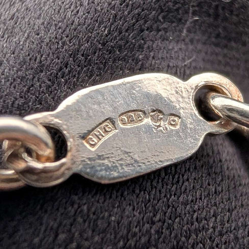 Collar de cadena trenzada de plata de ley vintage británica, 45 cm, 9 g, G.H.G