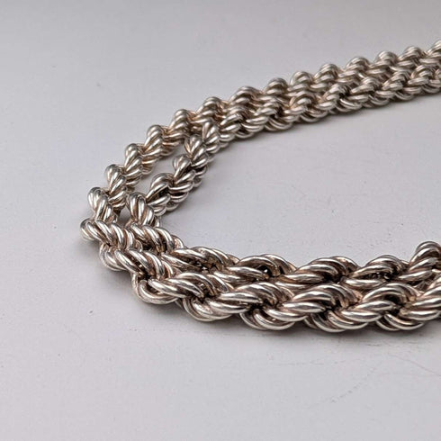 Collar de cadena trenzada de plata de ley vintage británica, 45 cm, 9 g, G.H.G