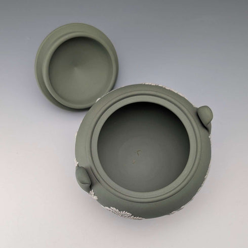 英國復古 Wedgwood 綠色碧玉瓷蓋糖碗