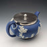 Antique British Wedgwood Teapot, Jasperware, Royal Blue, Metal Lid