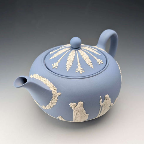 British Vintage Wedgwood Teapot Jasperware Pale Blue