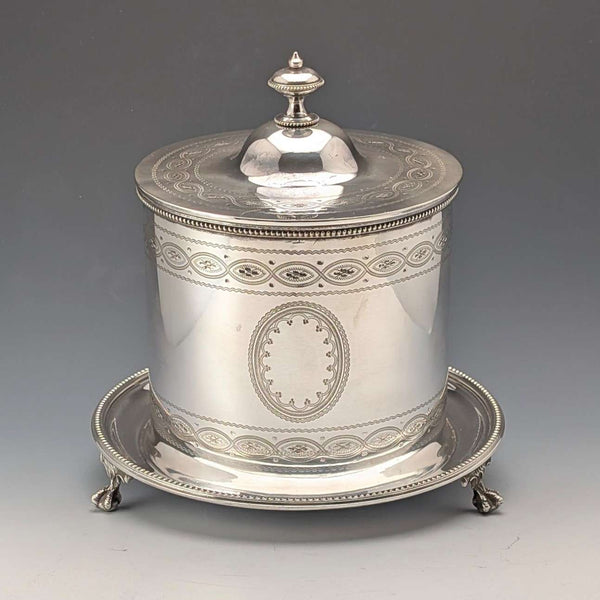 1875년경 영국 앤티크 실버 플레이트 비스킷 배럴 George Goodfellow & Sons