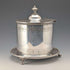 Hacia 1875, biscuit barrel de plata chapada, antigua, de fabricación británica, George Goodfellow & Sons