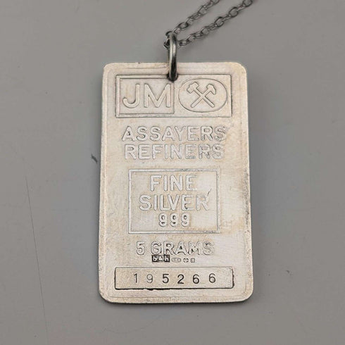 1981年 英国纯银薄型银条吊坠(含纯银项链),总重6克