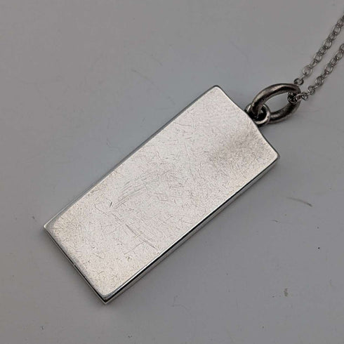 1985 UK Sterling Silver Ingot Pendant with Sterling Silver Necklace Total 11.1g