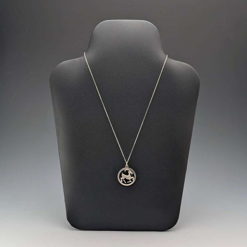 Colgante vintage de plata de ley con forma de cabra, incluye collar de plata de ley, total 6.8 g