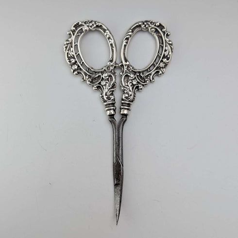 British Antique Pure Silver Handle Grooming Scissors Levi & Salaman