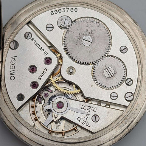 1935年頃 ヴィンテージ オメガ 懐中時計 合金ケース オープンフェース 動作良好